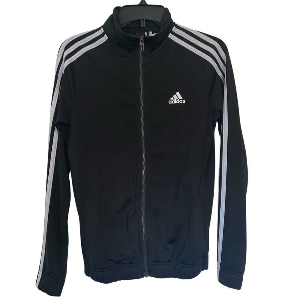 Adidas Activewear Track  Black Performance Jacket with Signature Stripes Small